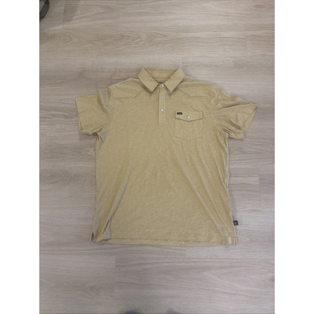 HOWLER BROS Brothers Ranchero Pearl Snap Polo Mens Large Jacquard Brown